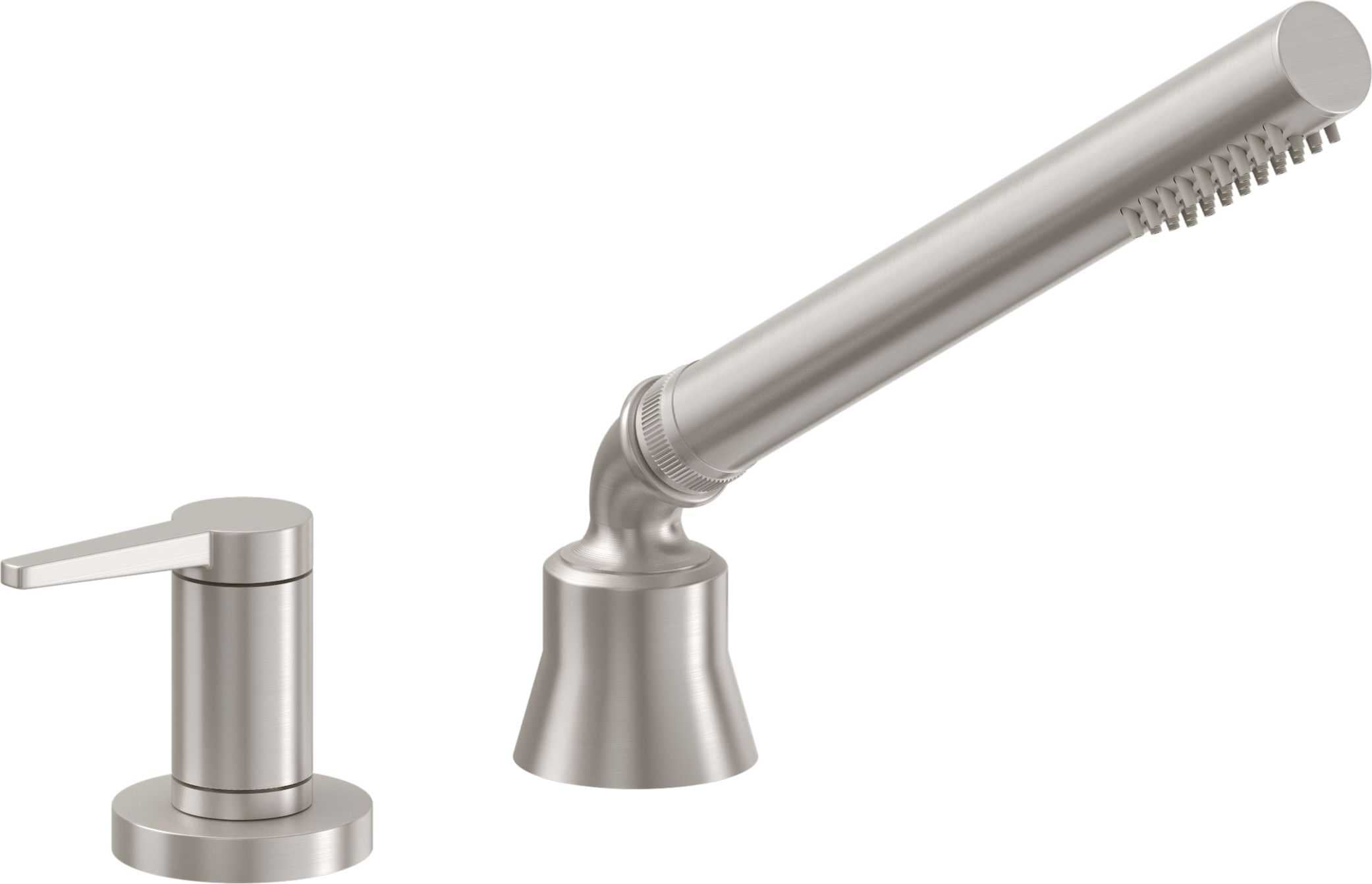 California Faucets D Street Regadera de Mano y Desviador Completo para Tina Romana - Palanca Plana - Satin Nickel