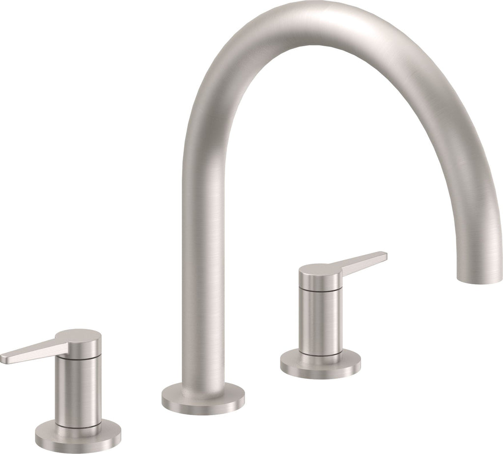 California Faucets D Street Juego Completo para Tina Romana - Palanca Plana - Satin Nickel