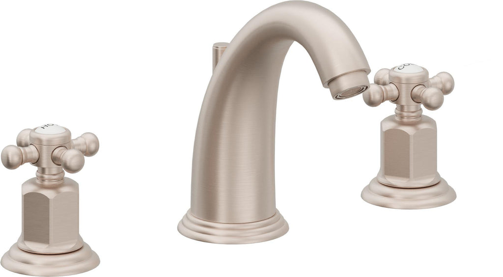 California Faucets Coronado 8" Llave de Lavabo de 3 Orificios para Cubierta, con Dos Manerales - Níquel Satinado
