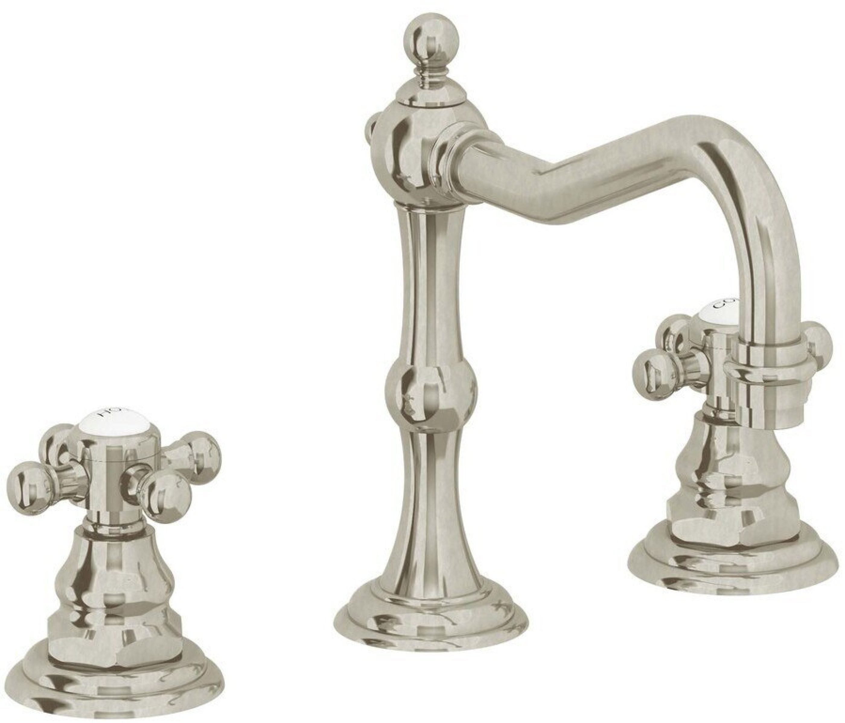 California Faucets Salinas 8" Llave de Lavabo de 3 Orificios para Cubierta, con Dos Manerales - Níquel Bruñido