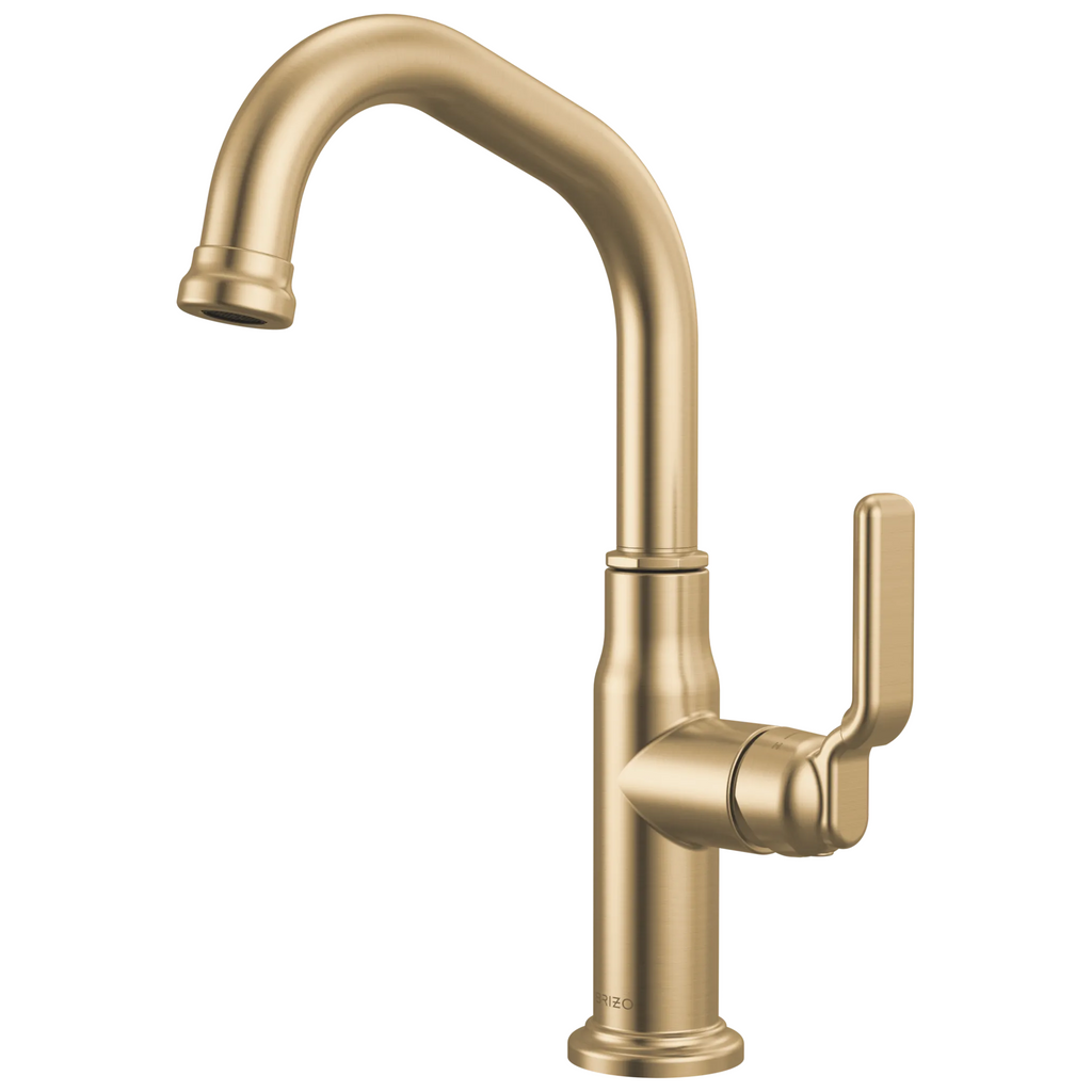 Brizo Faircroft Mezcladora de Bar — Surtidor en Ángulo — Oro Luxe — Manija Industrial