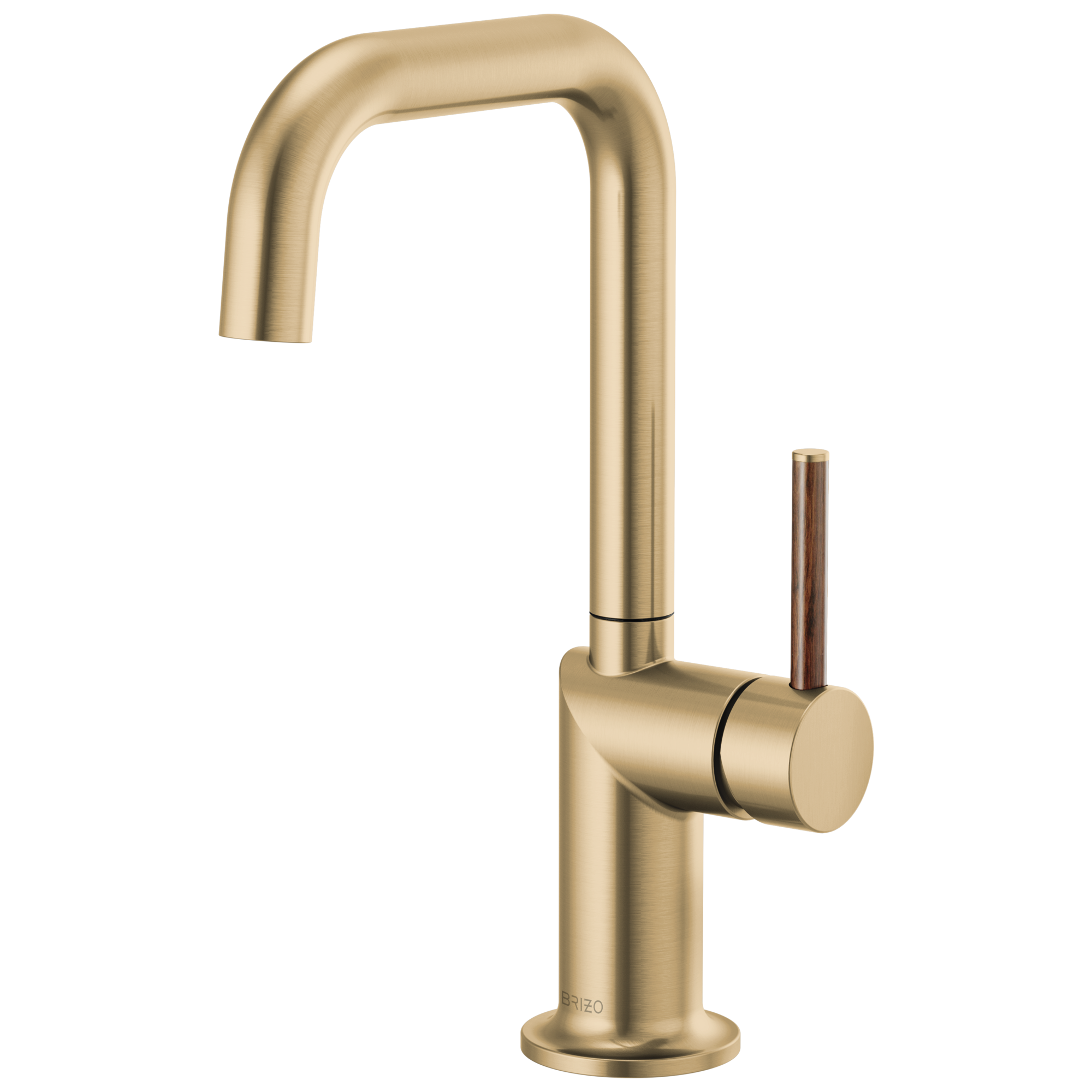 Brizo Odin Mezcladora de Bar — Surtidor Cuadrado — Oro Luxe — Manija de Madera