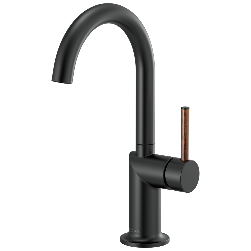 Brizo Odin Mezcladora de Bar — Surtidor en Arco — Negro Mate — Manija de Madera