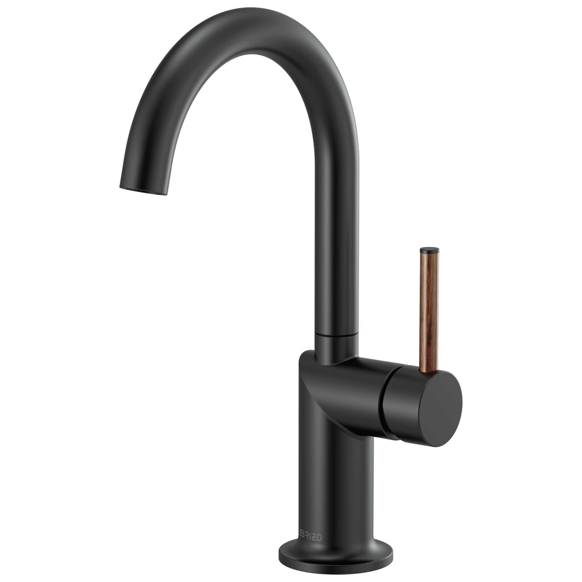 Brizo Odin Mezcladora de Bar — Surtidor en Arco — Negro Mate — Manija de Madera