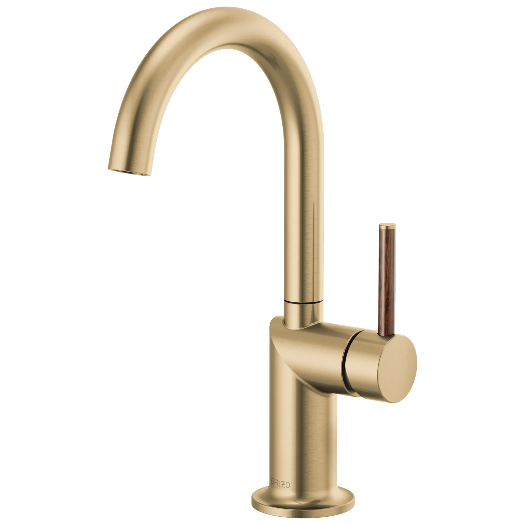 Brizo Odin Mezcladora de Bar — Surtidor en Arco — Oro Luxe — Manija de Madera