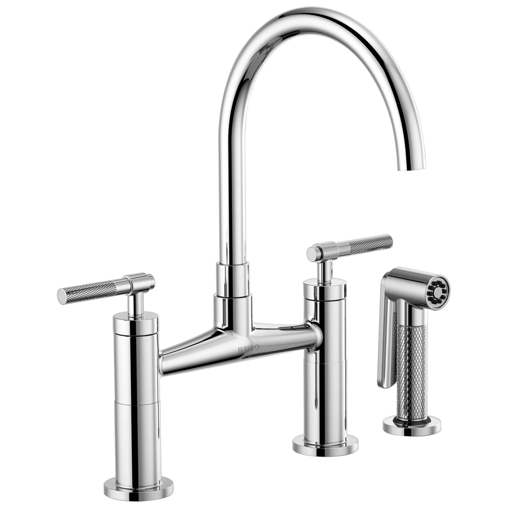 Brizo Litze Mezcladora Puente — Surtidor en Arco, Manija Knurled — Cromo