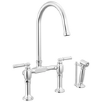 Brizo Faircroft Mezcladora Puente de Cubierta — Surtidor en Arco con Rociador Lateral — Cromo — Manija Coin Edge