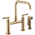 Brizo Litze Mezcladora Puente — Surtidor Cuadrado, Manija Knurled — Oro Luxe