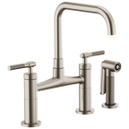 Brizo Litze Mezcladora Puente — Surtidor Cuadrado, Manija Knurled — Acero Inoxidable