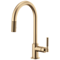 Brizo Litze Mezcladora Extraíble — Surtidor en Arco, Manija Knurled — Oro Luxe