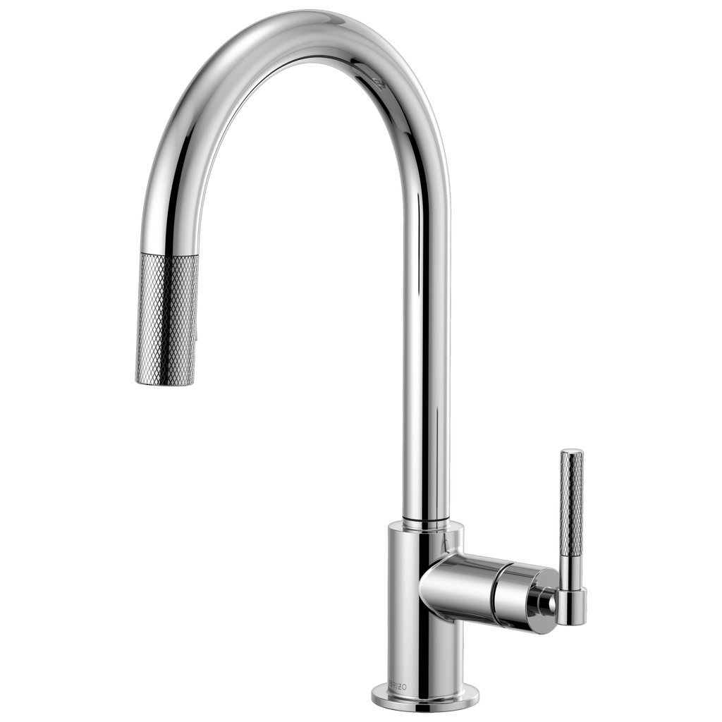 Brizo Litze Mezcladora Extraíble — Surtidor en Arco, Manija Knurled — Cromo