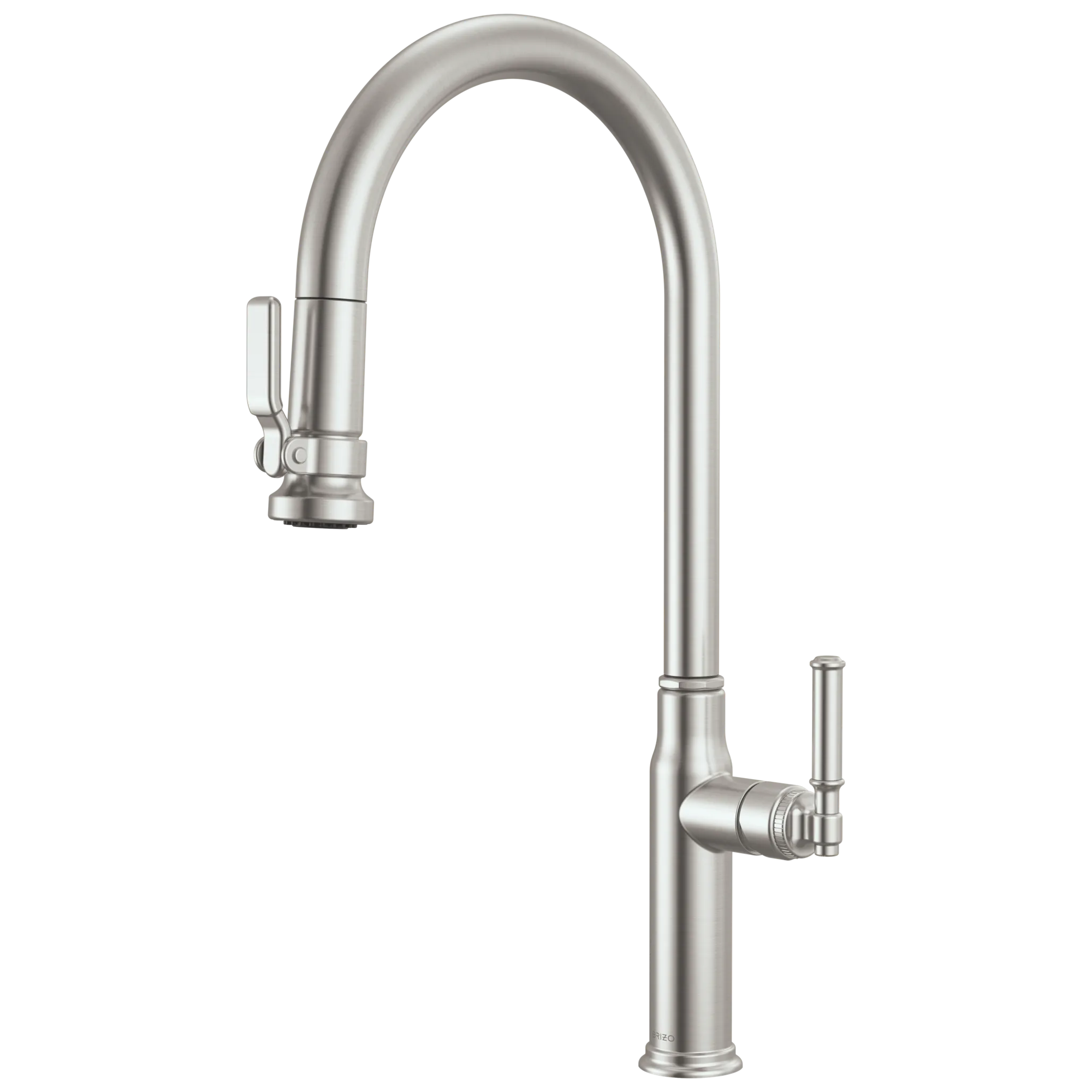 Brizo Faircroft Mezcladora Extraíble — Surtidor en Arco — Acero Inoxidable — Manija Coin Edge