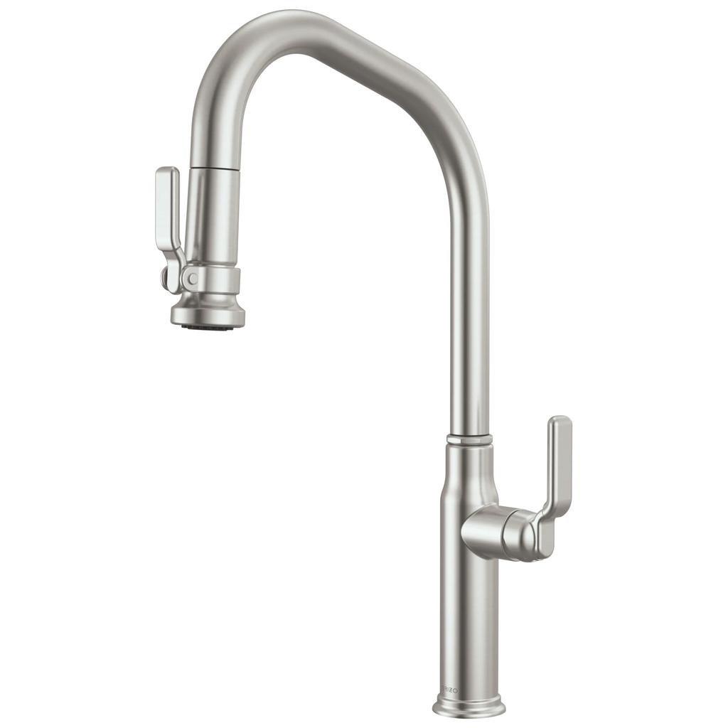 Brizo Faircroft Mezcladora Extraíble — Surtidor en Ángulo — Acero Inoxidable — Manija Industrial