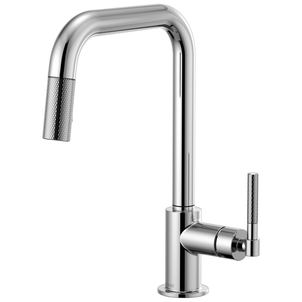 Brizo Litze Mezcladora Extraíble — Surtidor Cuadrado, Manija Knurled — Cromo