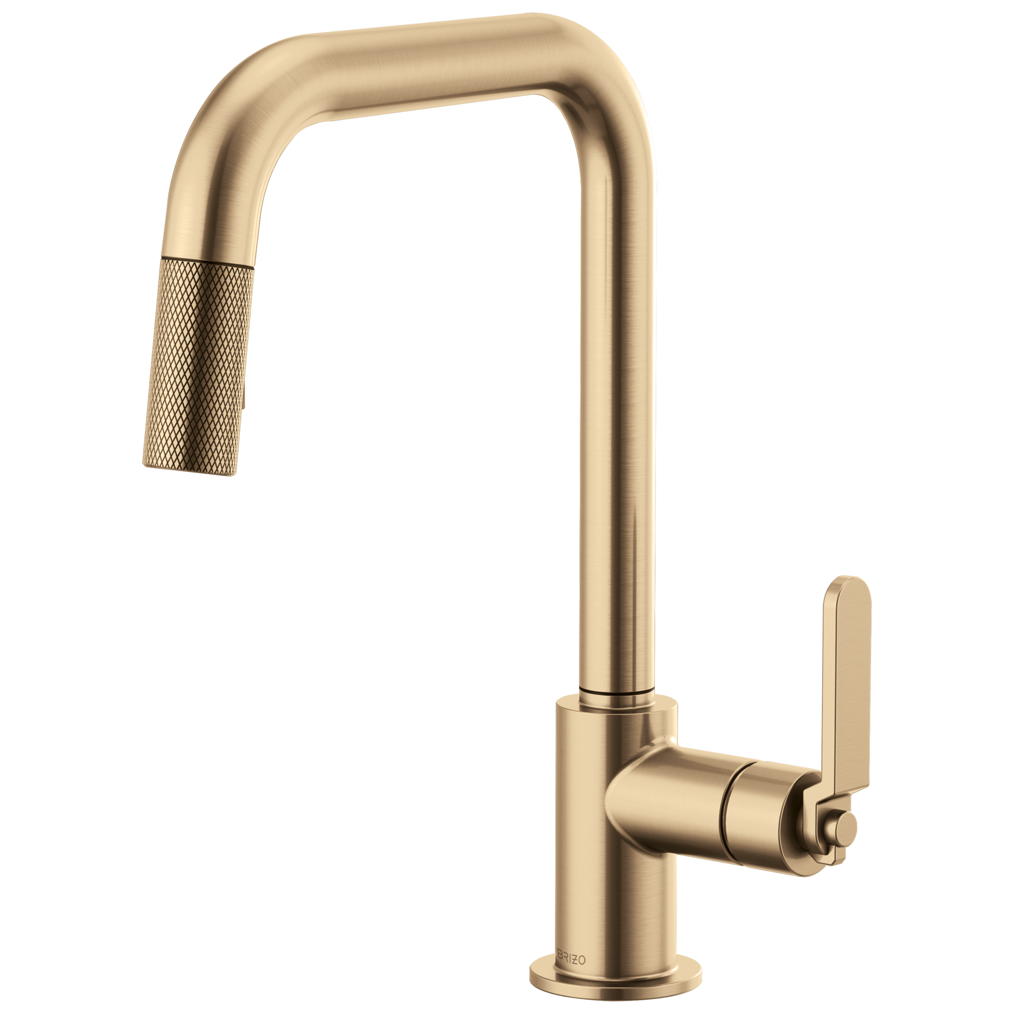 Brizo Litze Mezcladora Extraíble — Surtidor Cuadrado, Manija Industrial — Oro Luxe