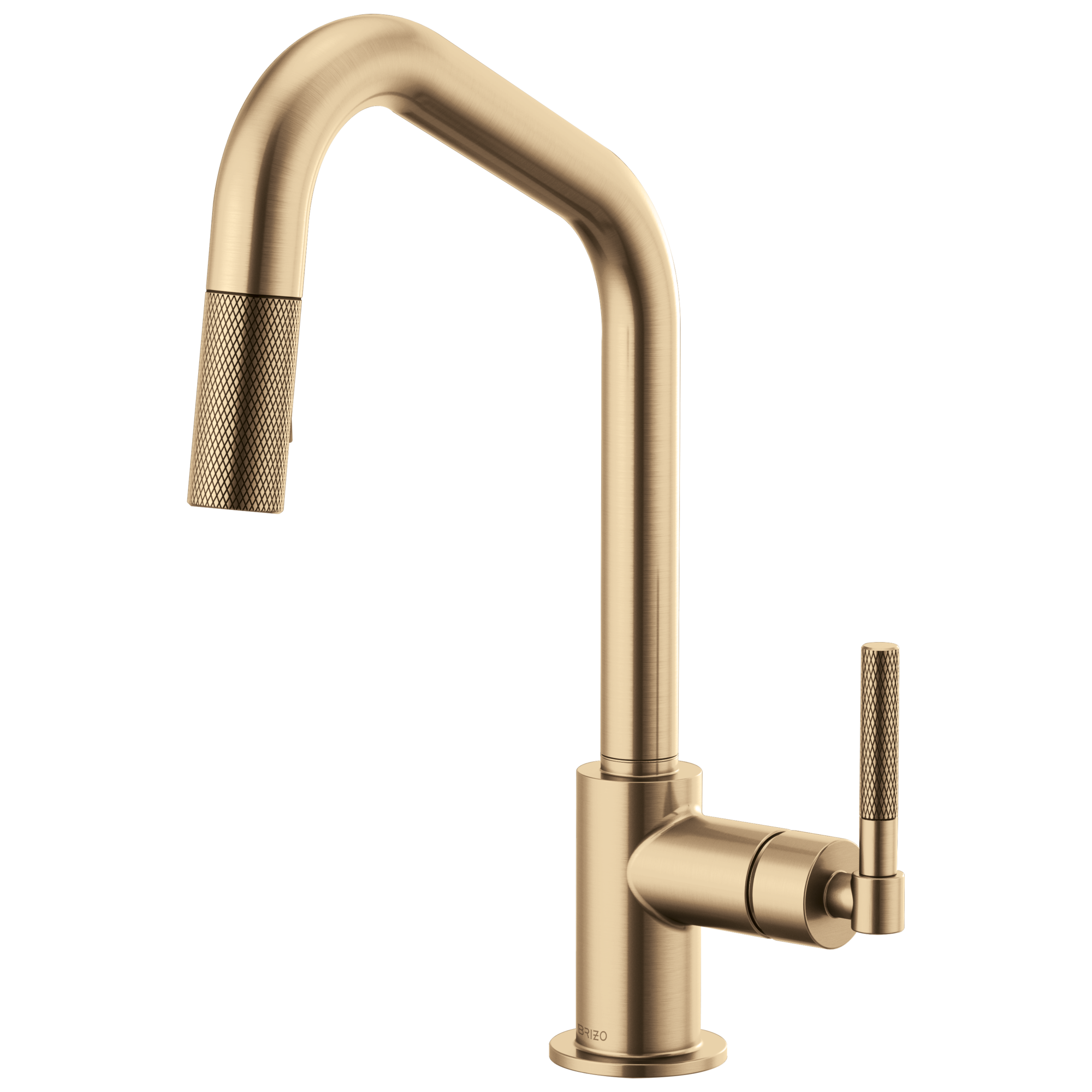 Brizo Litze Mezcladora Extraíble — Surtidor en Ángulo, Manija Knurled — Oro Luxe