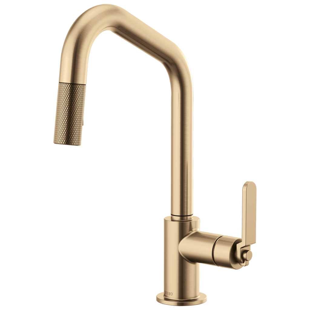Brizo Litze Mezcladora Extraíble — Surtidor en Ángulo, Manija Industrial — Oro Luxe