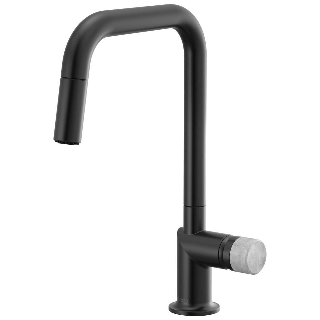 Brizo Odin Mezcladora Extraíble — Surtidor Cuadrado — Negro Mate — Perilla de Concreto