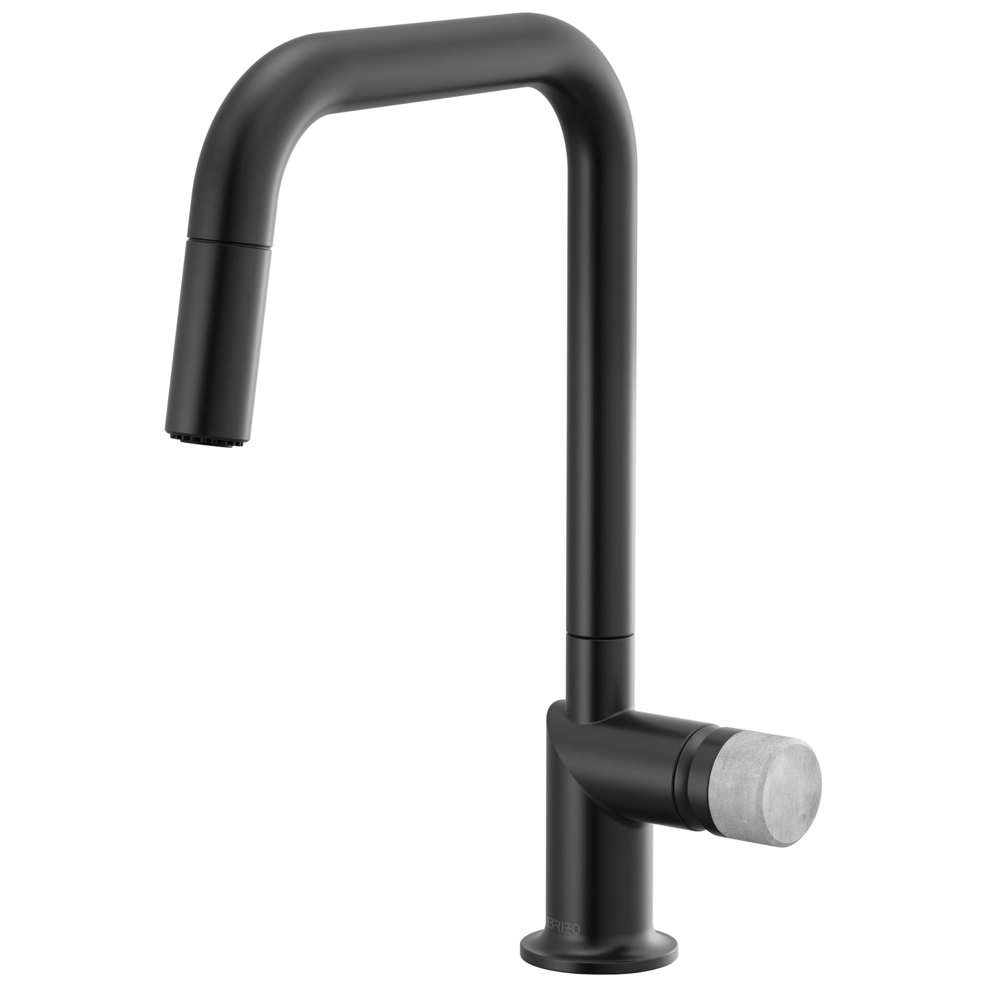 Brizo Odin Mezcladora Extraíble — Surtidor Cuadrado — Negro Mate — Perilla de Concreto