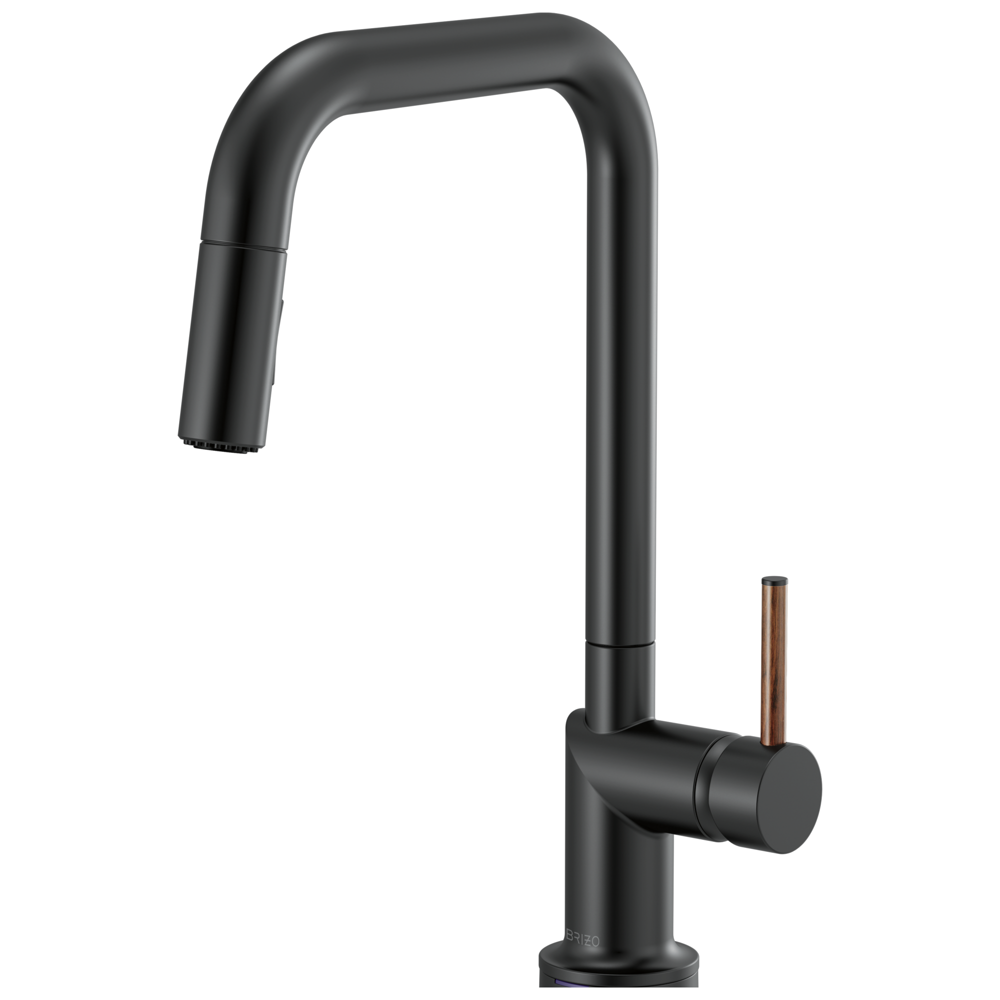 Brizo Odin Mezcladora Extraíble — Surtidor Cuadrado — Negro Mate — Manija de Madera
