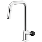 Brizo Odin Mezcladora Extraíble — Surtidor Cuadrado — Cromo — Perilla con Cristal Negro