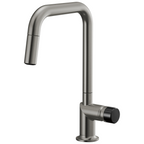 Brizo Odin Mezcladora Extraíble — Surtidor Cuadrado — Acero Luxe — Perilla con Cristal Negro