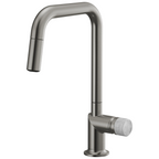 Brizo Odin Mezcladora Extraíble — Surtidor Cuadrado — Acero Luxe — Perilla de Concreto