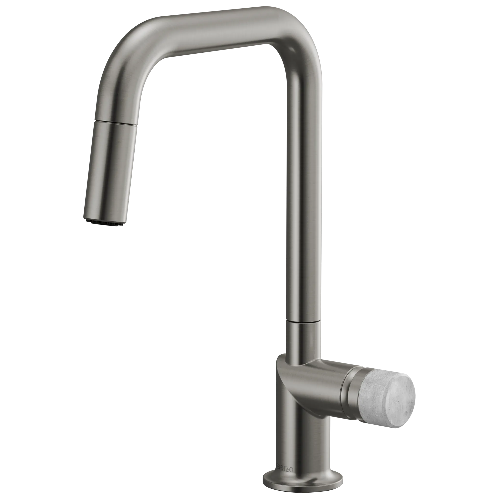 Brizo Odin Mezcladora Extraíble — Surtidor Cuadrado — Acero Luxe — Perilla de Concreto