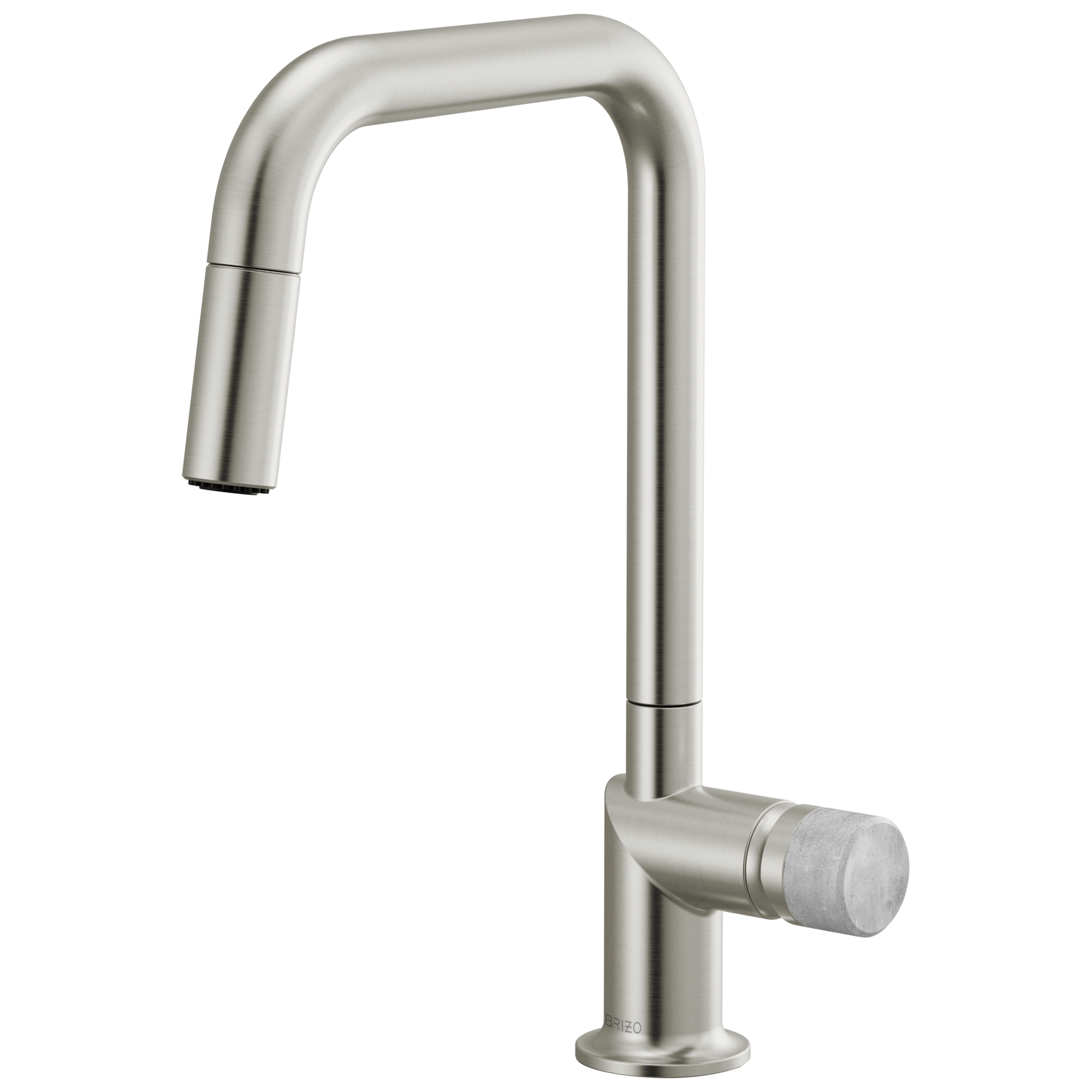 Brizo Odin Mezcladora Extraíble — Surtidor Cuadrado — Acero Inoxidable — Perilla de Concreto