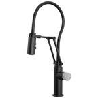 Brizo Odin Mezcladora Articulante con Manguera Integrada — Negro Mate — Perilla de Concreto