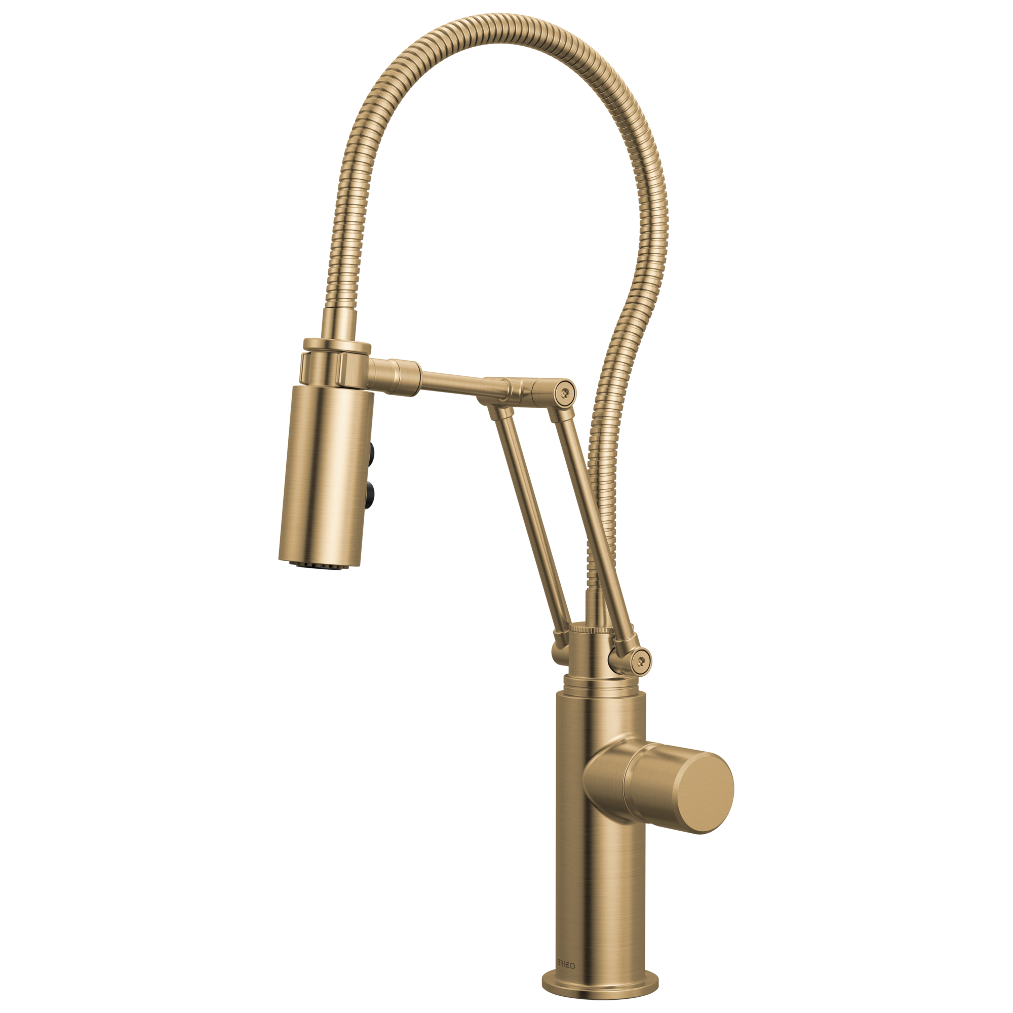 Brizo Odin Mezcladora Articulante con Manguera Integrada — Oro Luxe — Perilla Metálica