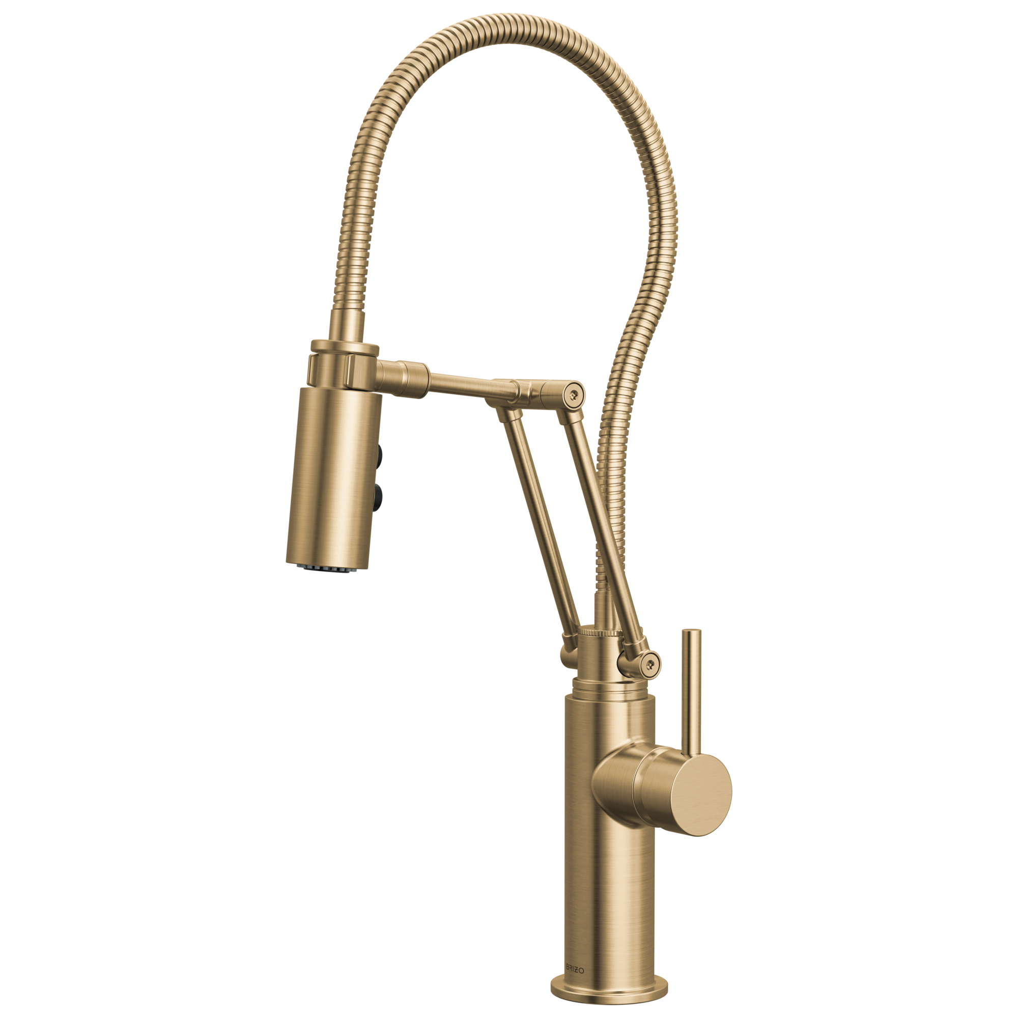 Brizo Odin Mezcladora Articulante con Manguera Integrada — Oro Luxe — Manija Metálica