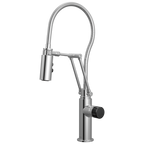 Brizo Odin Mezcladora Articulante con Manguera Integrada — Cromo — Perilla con Cristal Negro