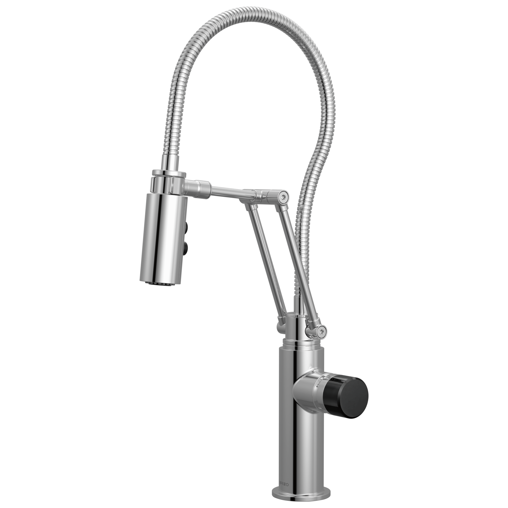 Brizo Odin Mezcladora Articulante con Manguera Integrada — Cromo — Perilla con Cristal Negro