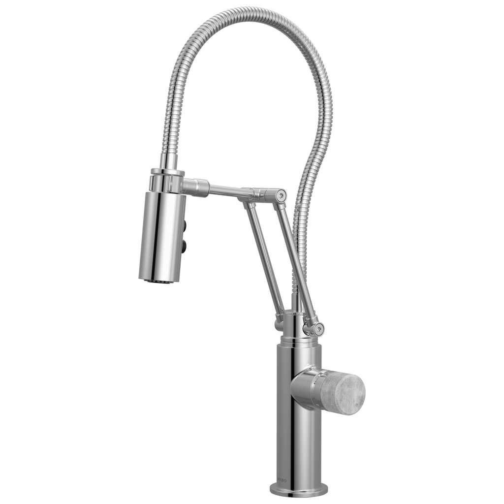 Brizo Odin Mezcladora Articulante con Manguera Integrada — Cromo — Perilla de Concreto