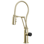 Brizo Odin Mezcladora Articulante con Manguera Integrada — Níquel Pulido — Perilla con Cristal Negro