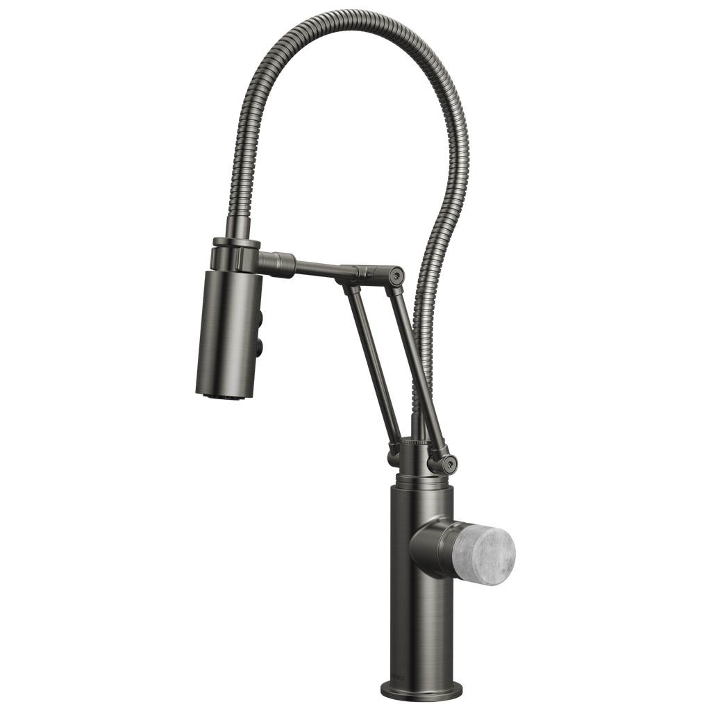 Brizo Odin Mezcladora Articulante con Manguera Integrada — Acero Luxe — Perilla de Concreto