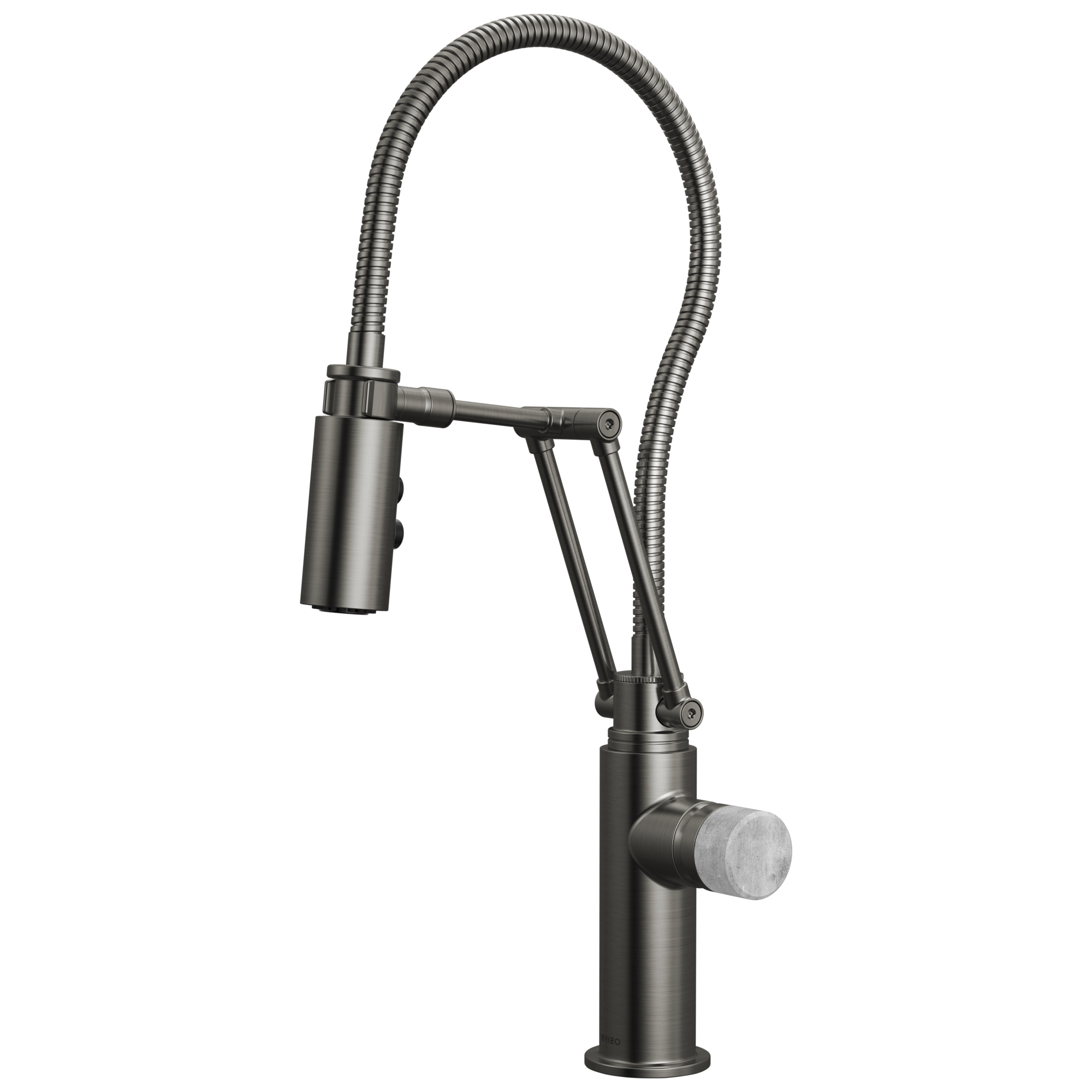 Brizo Odin Mezcladora Articulante con Manguera Integrada — Acero Luxe — Perilla de Concreto