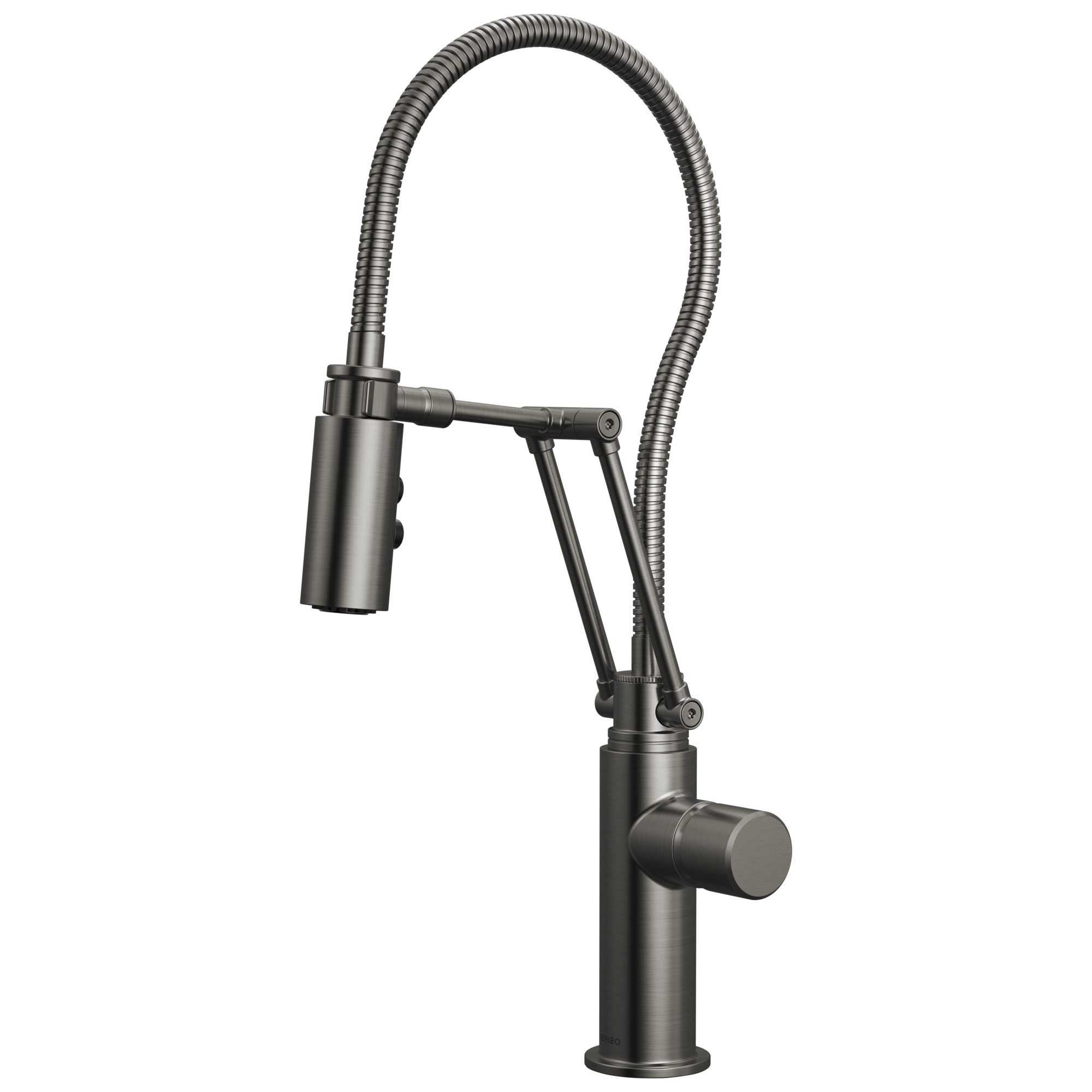 Brizo Odin Mezcladora Articulante con Manguera Integrada — Acero Luxe — Perilla Metálica