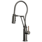Brizo Odin Mezcladora Articulante con Manguera Integrada — Acero Luxe — Manija de Madera