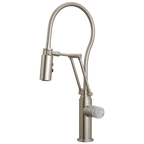 Brizo Odin Mezcladora Articulante con Manguera Integrada — Acero Inoxidable — Perilla de Concreto