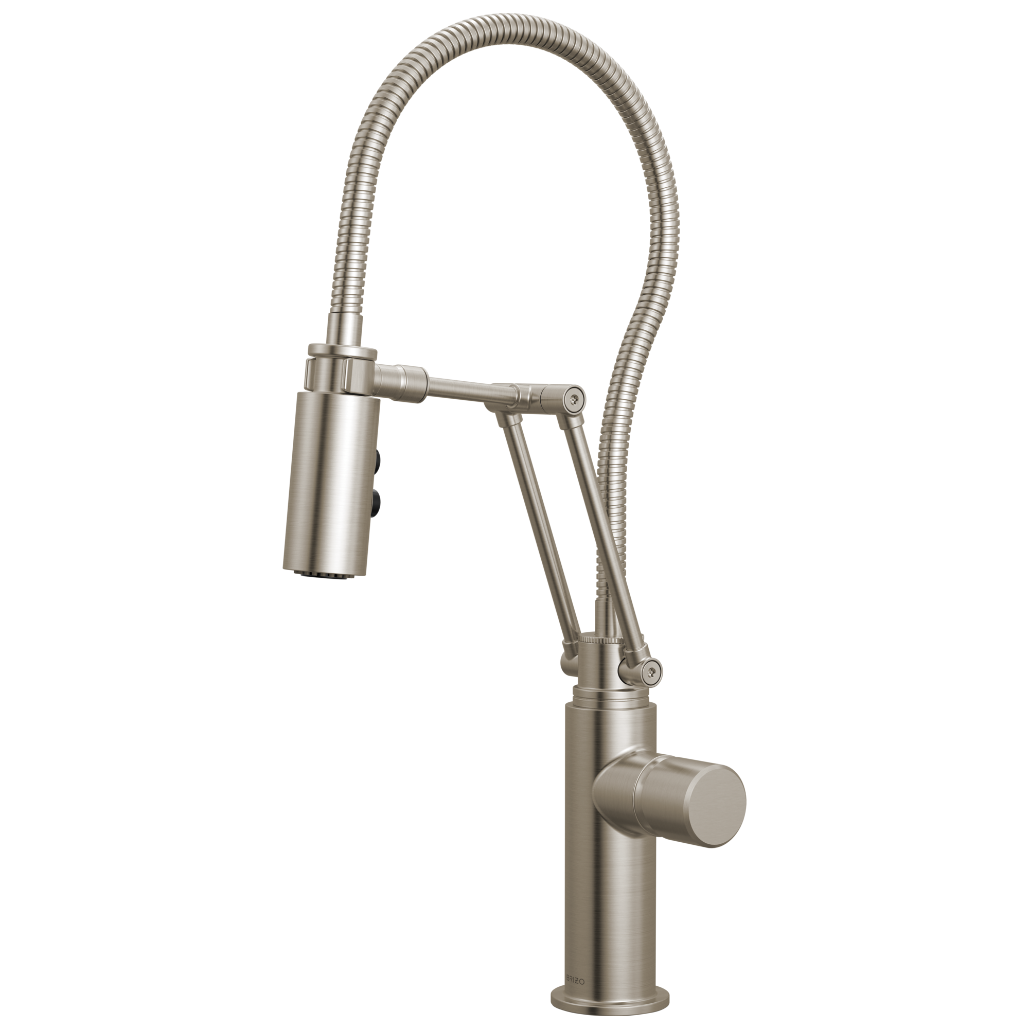 Brizo Odin Mezcladora Articulante con Manguera Integrada — Acero Inoxidable — Perilla Metálica