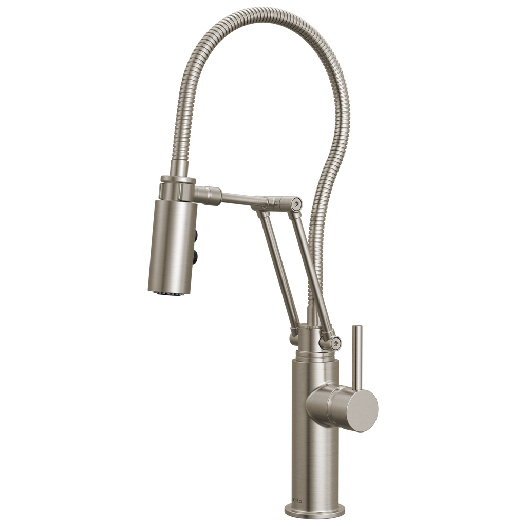 Brizo Odin Mezcladora Articulante con Manguera Integrada — Acero Inoxidable — Manija Metálica