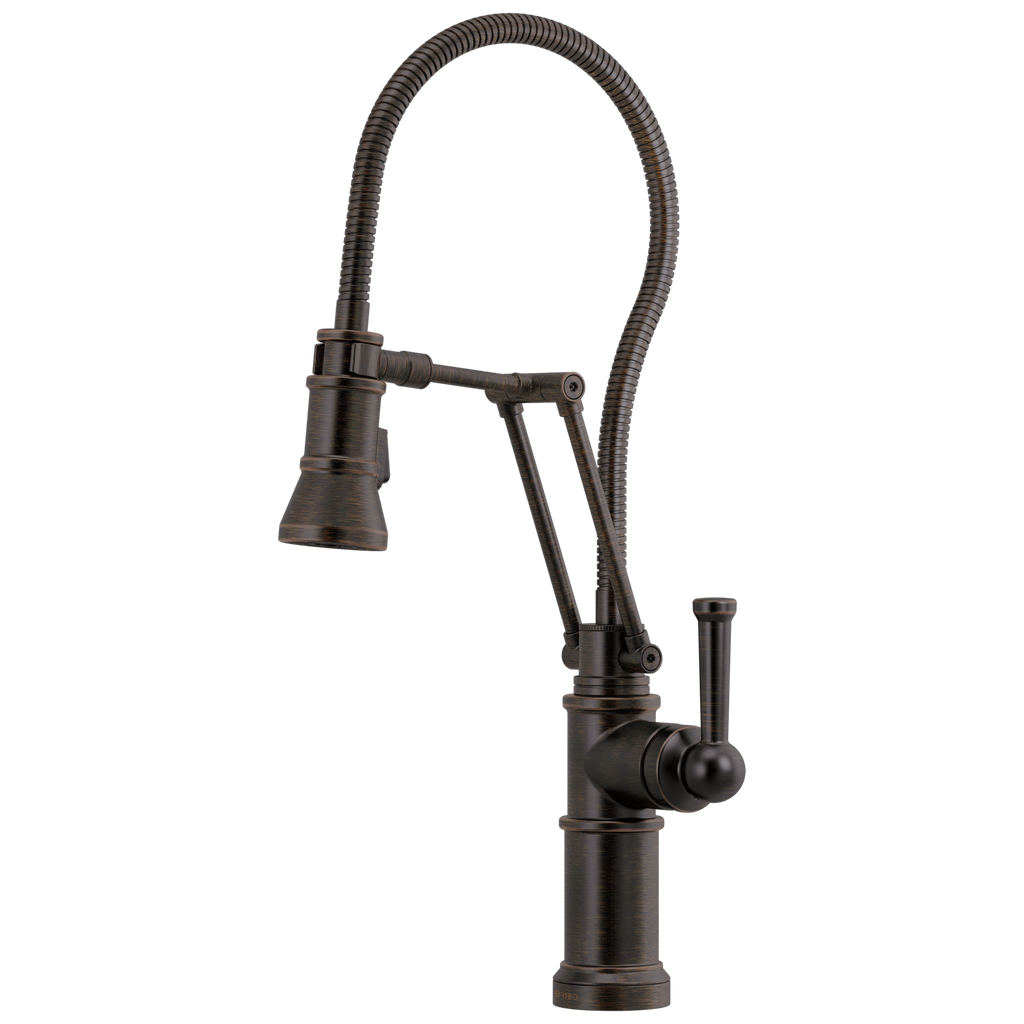 Brizo Artesso Mezcladora Articulante con Manguera Integrada — Bronce Veneciano
