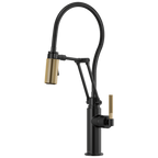 Brizo Litze Mezcladora Articulante con Manguera Integrada (63143LF) — Negro Mate/Oro Luxe