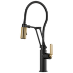 Brizo Litze Mezcladora Articulante con Manguera Integrada (63144LF) — Negro Mate/Oro Luxe