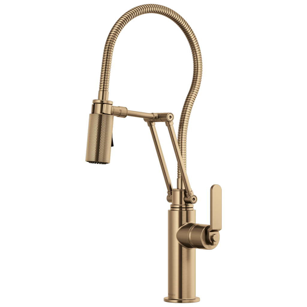 Brizo Litze Mezcladora Articulante con Manguera Integrada (63144LF) — Oro Luxe