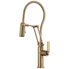 Brizo Litze Mezcladora Articulante con Manguera Integrada (63144LF) — Oro Luxe