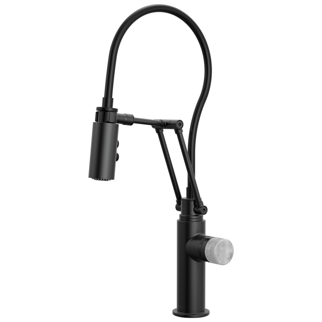 Brizo Odin Mezcladora Articulante — Negro Mate — Perilla de Concreto