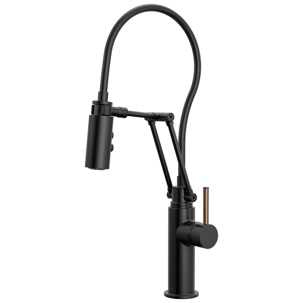 Brizo Odin Mezcladora Articulante — Negro Mate — Manija de Madera